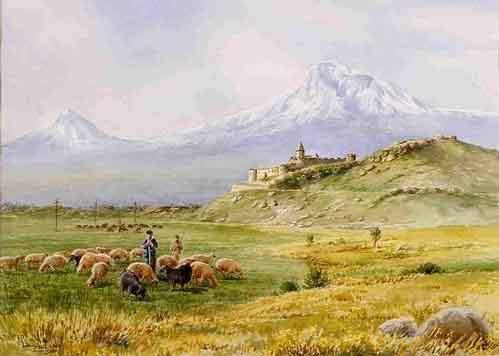 کوه آرارات در نزدیکی خورویرب ارمنستان